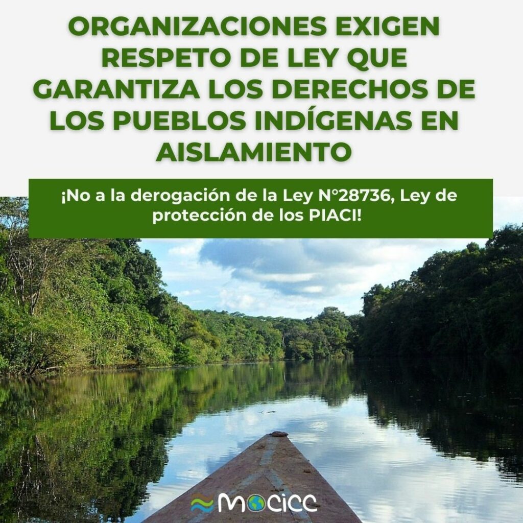 Organizaciones exigen respeto de ley que garantiza los derechos de los pueblos indígenas en aislamiento